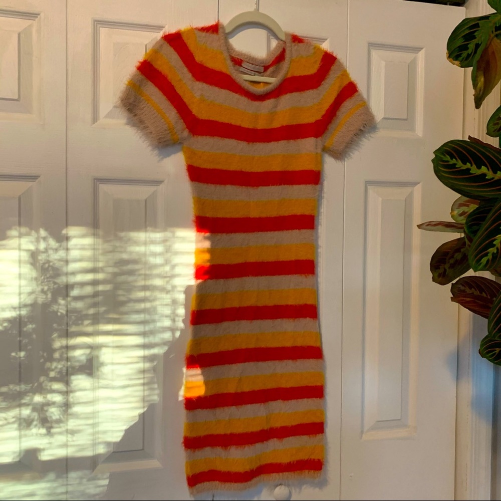 COPY - Urban Outfitters Fuzzy Stripe Bodycon Dress